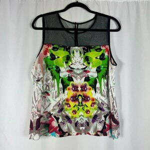 Prabal Gurung for Target Mixed Media Tank Top Orchid Print Organza Yoke XL